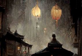 雨中的街市