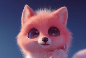 可爱的粉色小狐狸