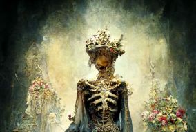 头戴王冠的女骷髅女王