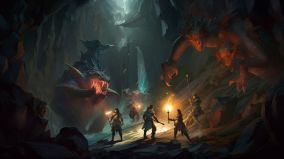 [V5] 一群冒险家在一个黑暗的洞穴里与一条凶猛的龙搏斗