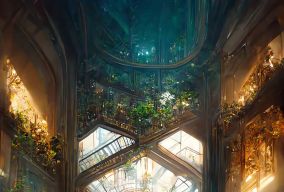 玻璃宫殿内部装饰着神奇的植物