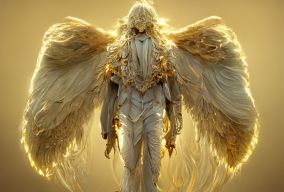 背部白色翅膀的男天使