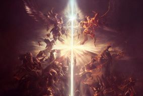 上帝之战天使在神圣的光辉下战斗