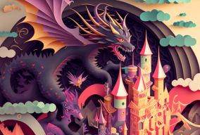 龙与城堡的幻想故事多维剪纸工艺