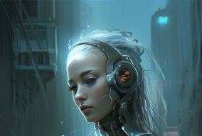 [V5] 穿着科幻控制论的蓝色盔甲女孩