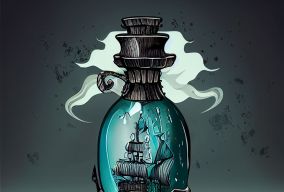 装有海盗幽灵船的药水瓶