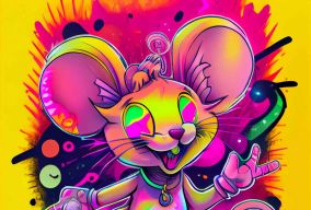 动漫涂鸦艺术风格快乐的老鼠设计