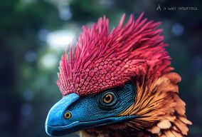 一只美丽的羽毛兽脚类恐龙的肖像