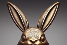 一尊兔头铜像