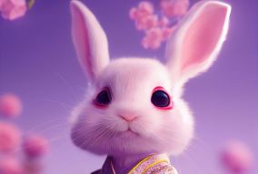 可爱的幻想中国汉服小白兔