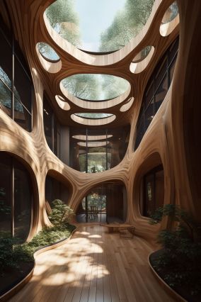 [V5] 未来主义的木质中庭室内设计