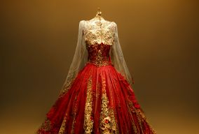 红色玫瑰水晶婚纱