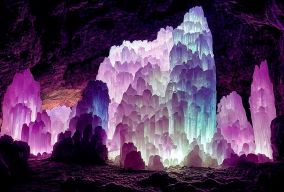 一个明亮的巨型水晶洞穴