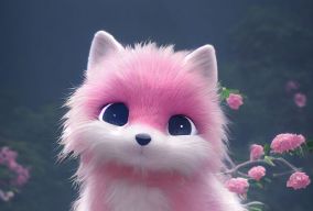可爱的粉红色小白狐，