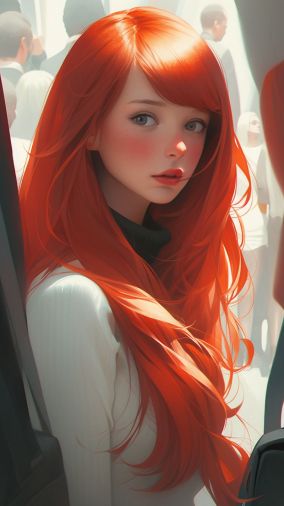 一个红头发的女孩摆姿势
