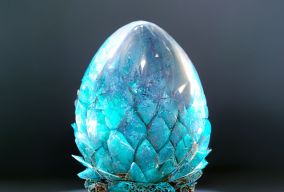 非常漂亮的冰蓝色水晶龙蛋