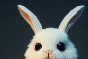 一只可爱的小兔子穿着汉服手里拿着兔子灯