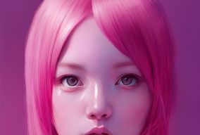 一个迷人的可爱的粉红色头发的女人的照片