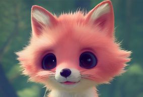可爱的粉红色小狐狸