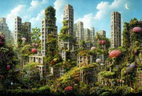 一座植物丛生的现代城市
