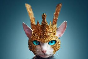 奢华的金色柚木冰丝华丽的猫骑士王