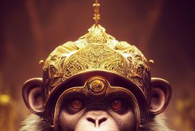 拟人化的雄伟猴子骑士肖像
