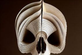 骷髅的折叠书本艺术