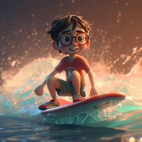 [V5] 短发小男孩Mak在冲浪