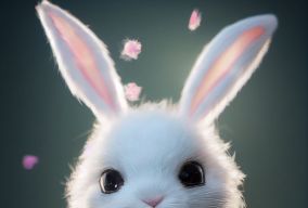 穿着中国少数民族服装可爱的兔子