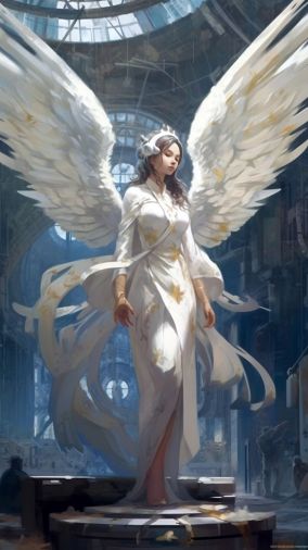 [V5] 白衣动漫少女长着翅膀