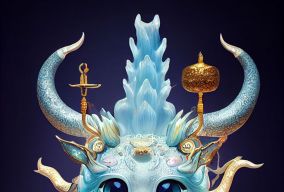 美丽淡蓝色中国古代神话中的可爱神兽