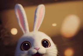 可爱的兔子打扮成中国仙女