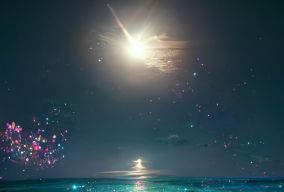 超级治愈的夏夜星星闪烁的海滩