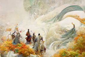 一幅描绘中国四大名著西游记的画