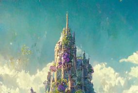 紫罗兰城堡耸立在郁郁葱葱的水晶森林之上