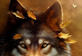 秋天神秘的狼