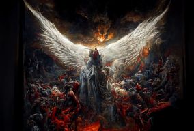天堂天使和地狱恶魔之间的战斗