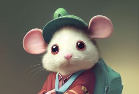 可爱的小老鼠穿着中国校服