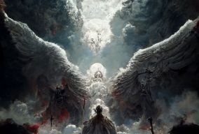 魔神哈迪斯率领恶魔军队与天使军队战斗