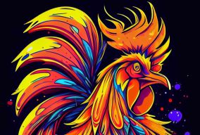 动漫涂鸦艺术风格快乐的公鸡设计